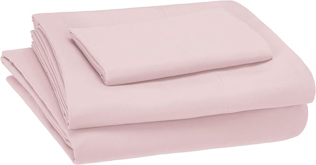 Amazon Basics Kid's Sheet Set - Soft, Easy-Wash Microfiber - Twin, Light Pink