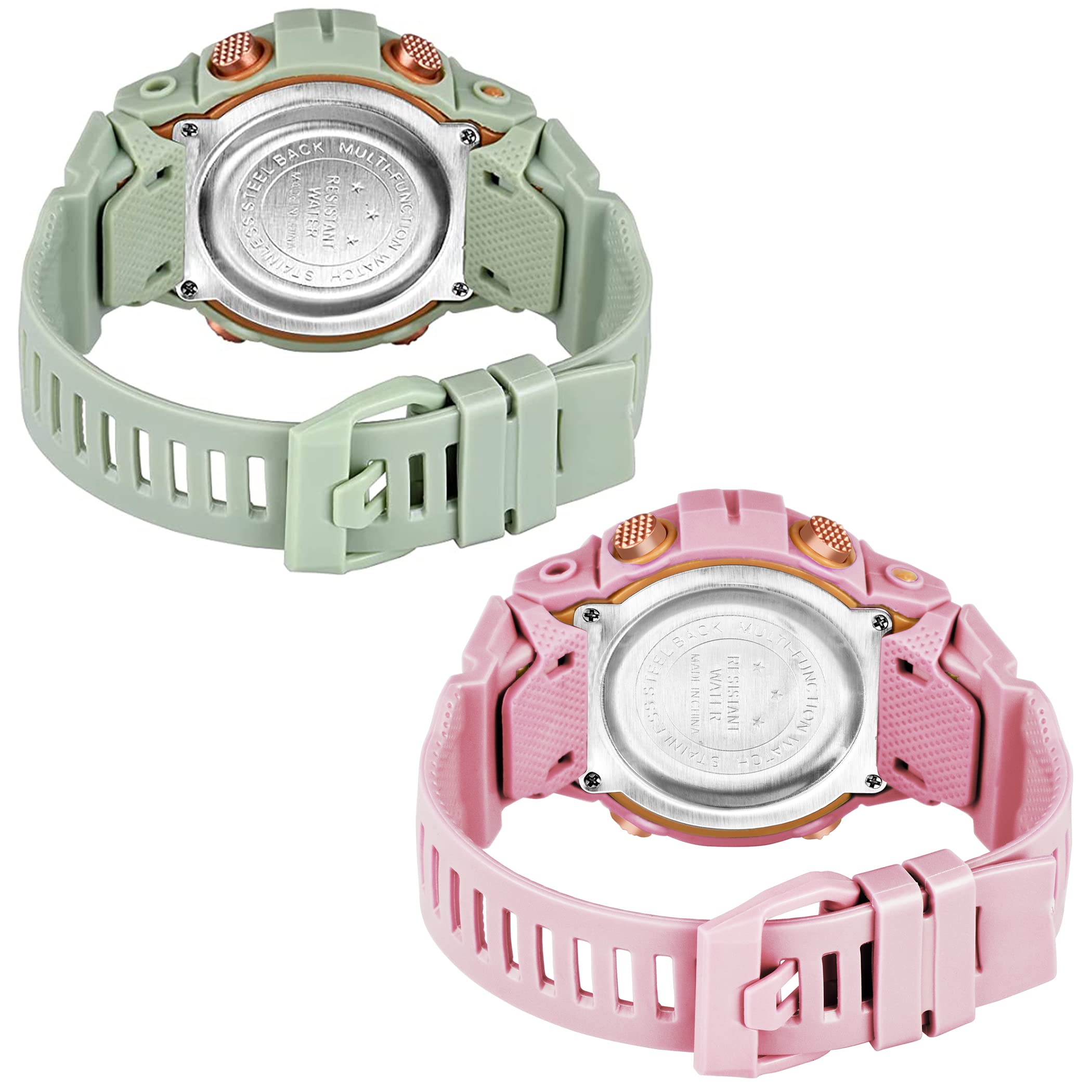 The Shopoholic Digital Pink Green Day Date Time Week Month Dial Plastic Strap Combo Watches for Boys and Watch for Men Watch for Kids Kid 4