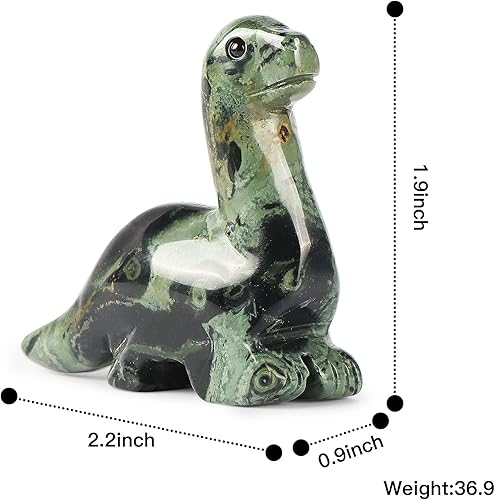 Miniatura 3 de Artistone Figura de cristal de dinosaurio de jaspe Kambaba tallada a mano, figuras de dinosaurio, estatua de animales, decoración coleccionable o
