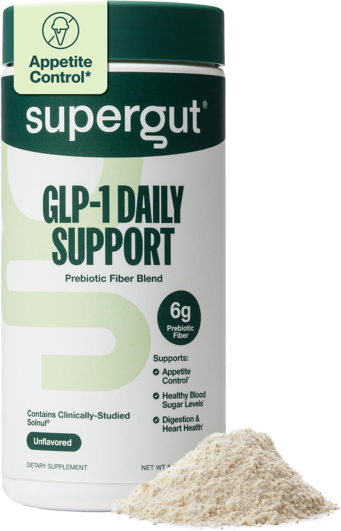 Supergut GLP1 Daily Support - High Fiber GLP-1 Supplement Powder for Women & Men - Sugar-Free Drink Mix for Gut Health (20 Servings)
