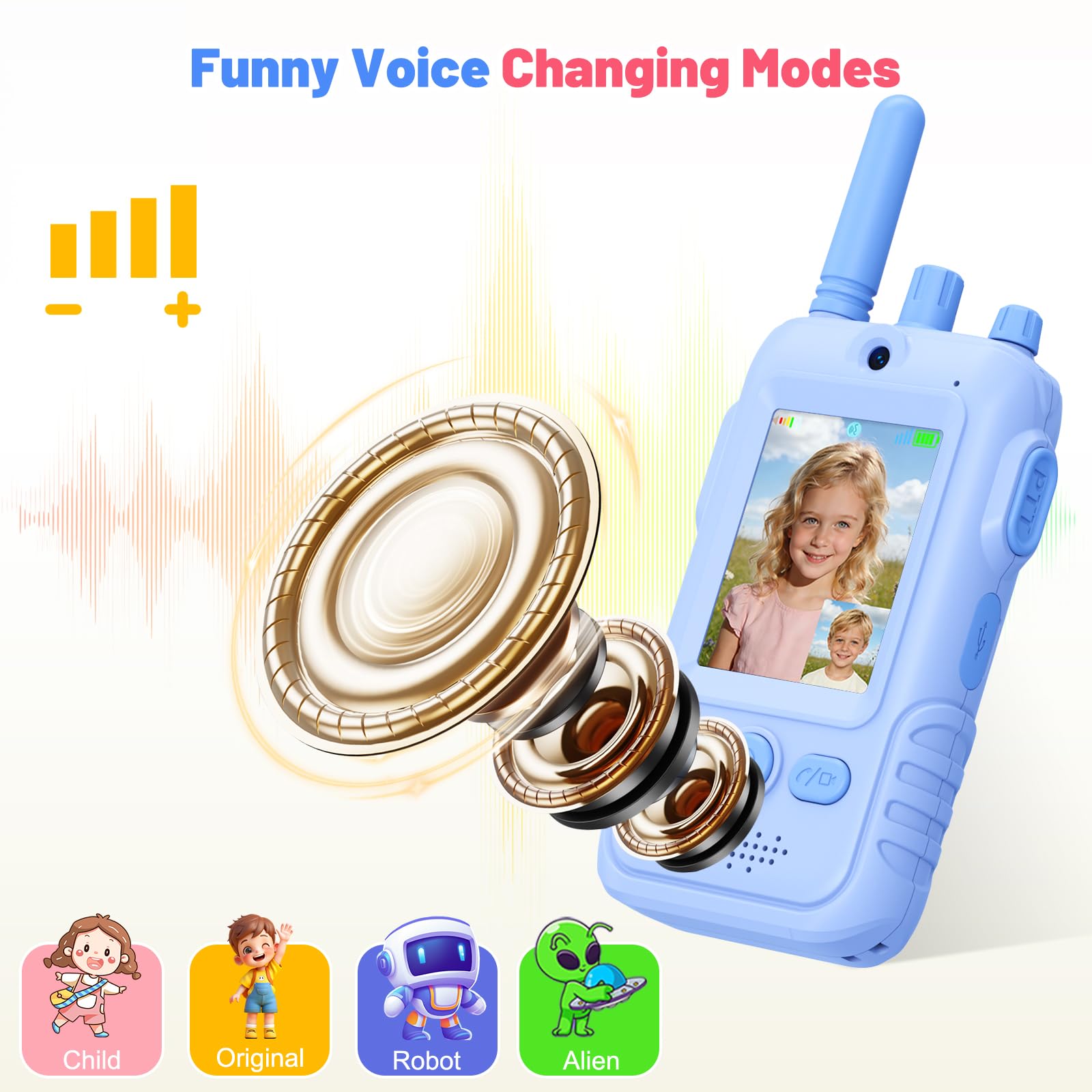 Talkie Walkie Enfants avec Vidéo, 2 Talkies Walkies Rechargeable avec écran d'affichage, Vidéo & Caméra HD Talkie- Walki e Longue Portée, Cadeaux aux garçons et aux Filles âgés de 3 à 12 Ans