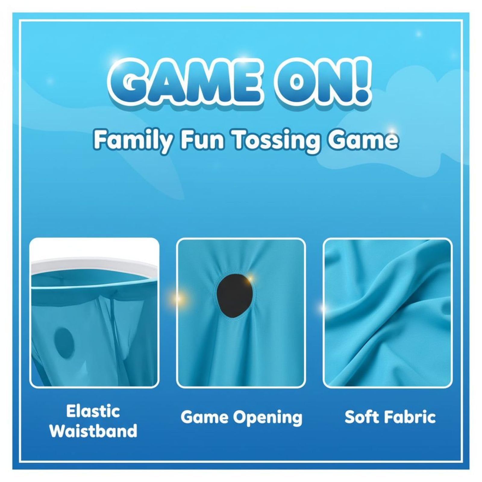 Granny Pants Yard Game, riesiges Wurfspiel mit 4 Hüpfbällen und Luftpumpe, Familienspiel für Garten und Wiedersehen, blau