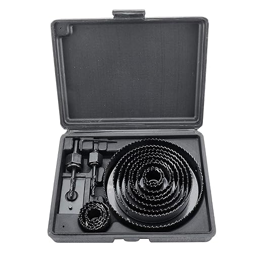 Miniatura 8 de BTSHUB Juego de 17 piezas de sierra perforadora, incluye 13 hojas de sierra (34 a 5 pulgadas), 2 mandriles, 1 placa de instalación, 1 llave