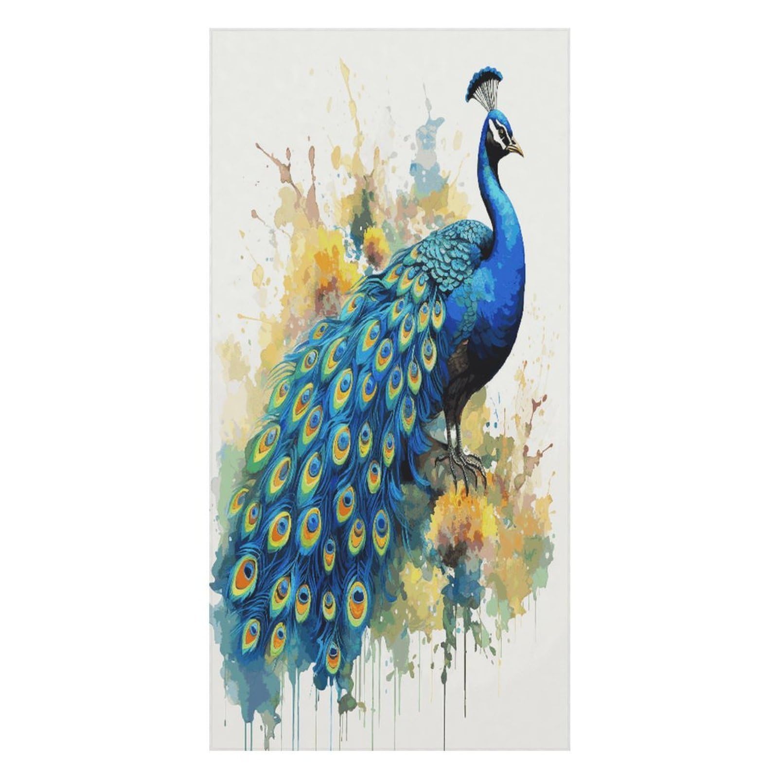 JTREHY Peacock Watercolor Painting Beach Towel Extremely Soft Oversized Towels Lightweight Sports Absorbent Bath Towel Suitable 160"x80" for Swimming Camping Beach