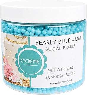 O'Creme Blue Edible Sugar Pearls Cake Decorating Supplies for Bakers: Cookie, Cupcake & Icing Toppings, Beads Sprinkles Fo...