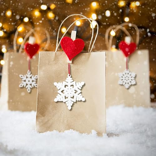 Miniatura 7 de 24 adornos de copos de nieve de madera de Navidad, adornos colgantes de copos de nieve blancos de 2.76 pulgadas, decoraciones colgantes para árbol