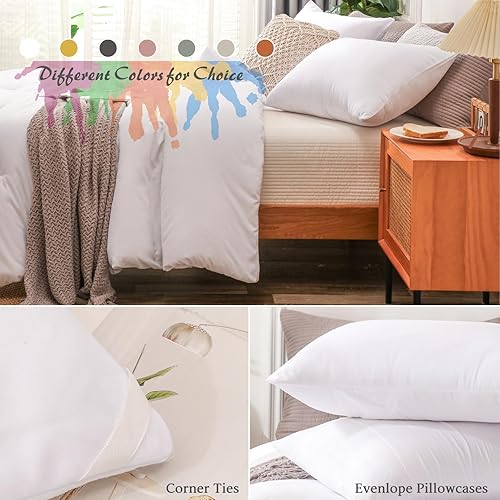 Miniatura 7 de Haowaner Juego de edredón blanco hecho a mano, no migratorio, tamaño King, juego de edredón blanco tamaño King, juego de edredón blanco King,