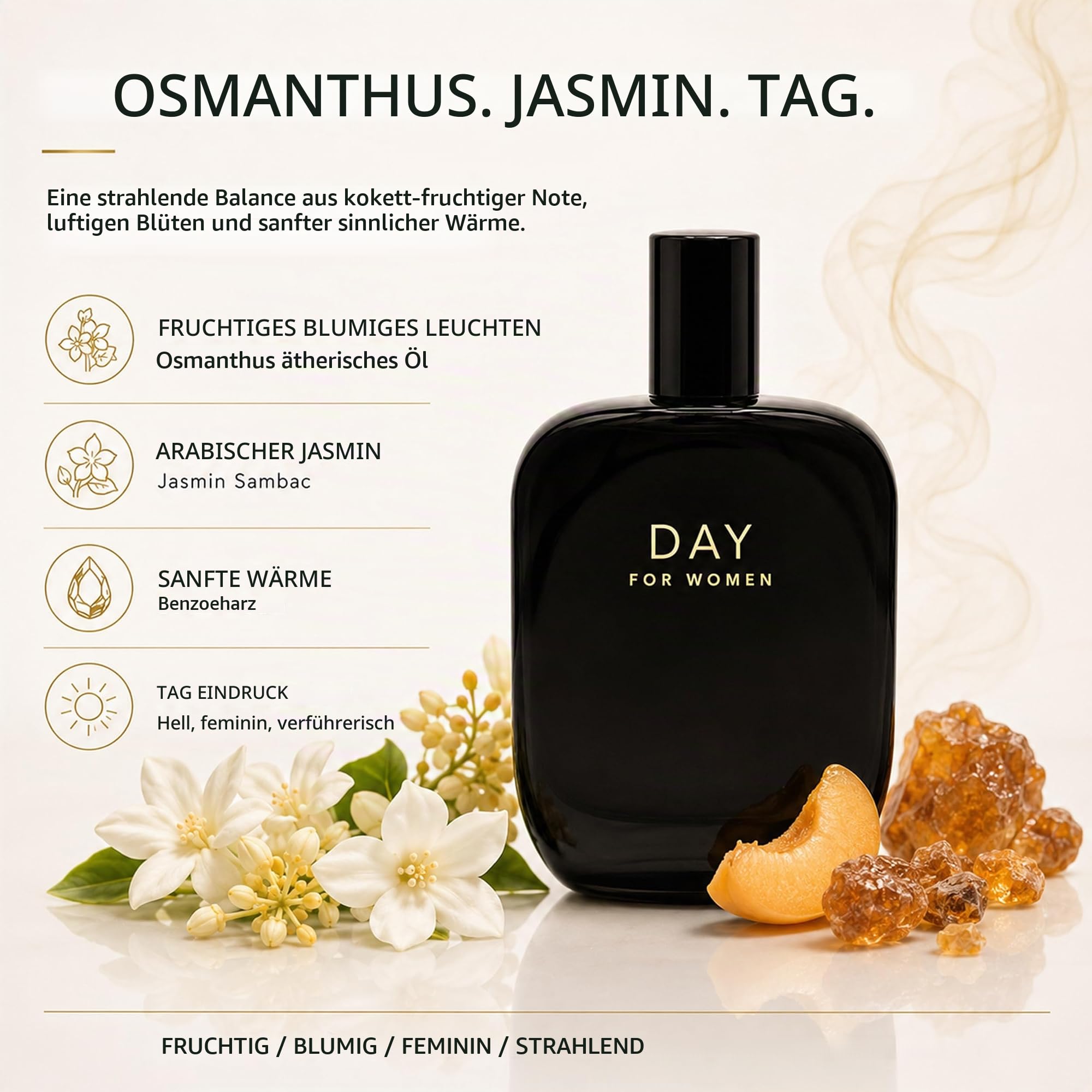 Fragrance One | Jeremy Fragrance DAY for Women | luxuriöser Damenduft | Verführerische Blumenakkorde | Eau de Parfum | Intensiv | Langanhaltend | Ideal für den Tag | 50 ml Flasche mit Box