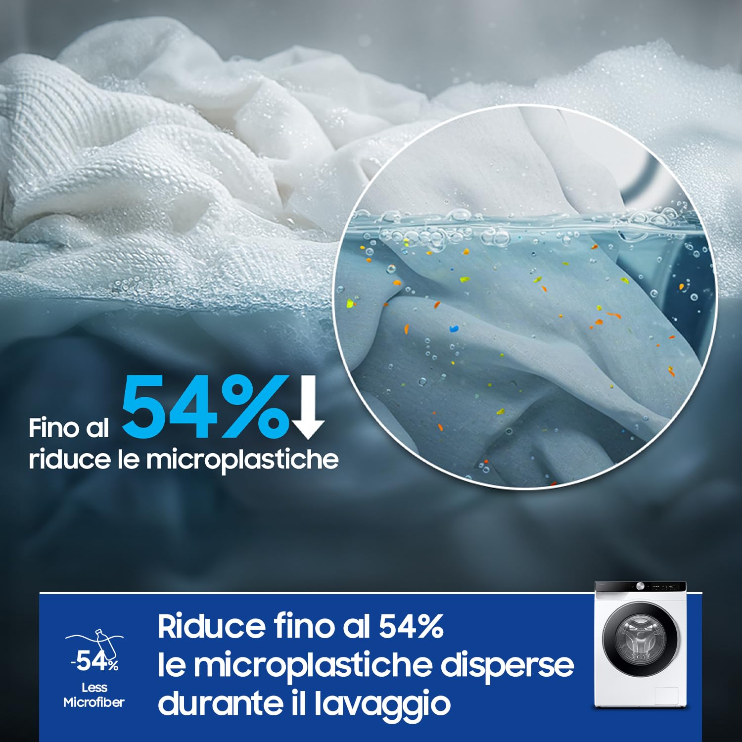 Samsung Lavatrice AI Control WW10FG6U34LK/U3, 10 Kg, AI Energy Mode, AI Ecobubble, Carica Frontale, Corpo: Bianco, Oblò e Display: Nero, 60l x 85h x 55p cm
