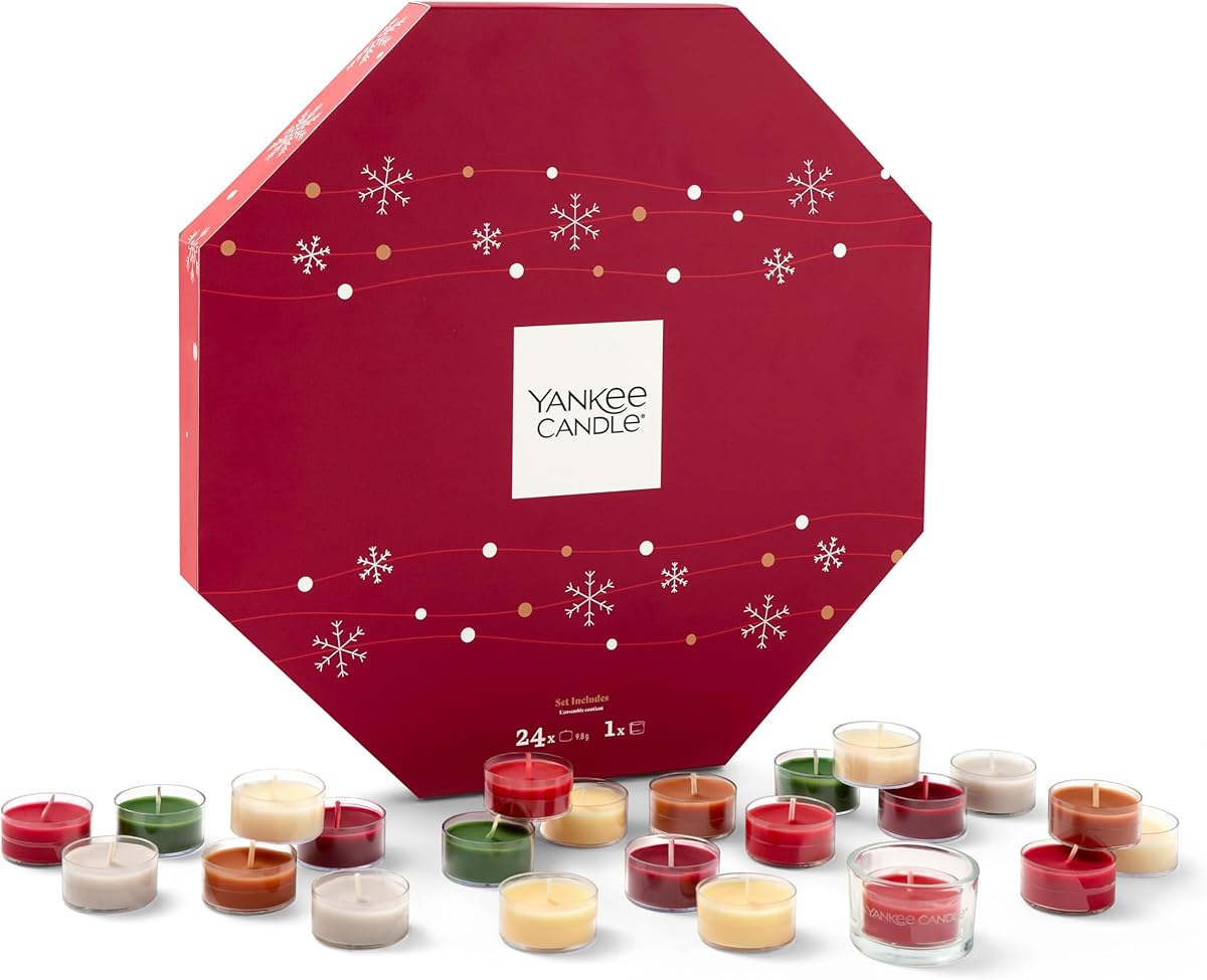 Calendario dell'Avvento Yankee Candle 2025 | Set regalo di candele profumate | 24 lumini profumati e 1 portalumino | Regali di Natale perfetti per le donne