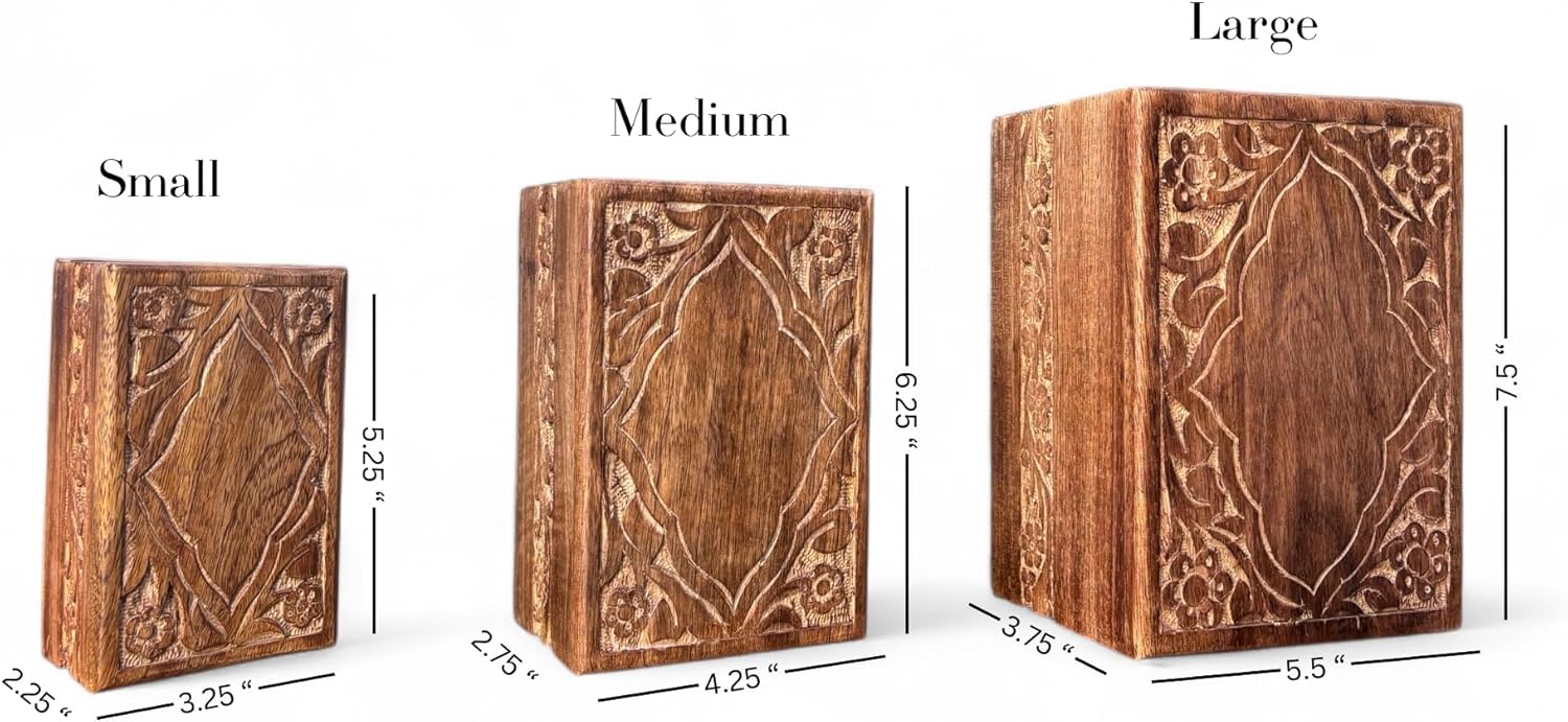 S'vaav's Beautiful Handcrafted Engraved Made Wooden Urn Box | Holding Capacity Upto 60 Cubic Inch | for Human Ashes & Decorative Urn Box (Pack of 1, Walnut, Size: Medium) - Image 5