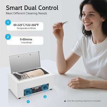 300W High Temperature Metal Tool Cleaner Machine, 110V Autoclave Dry Heat Cleaning Box with Temperature Control & Timer, Nail Salon Sterilizer for Beauty, Barber, Lab, Dental