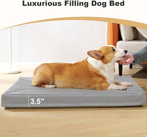 Miniatura 8 de Camas indestructibles para perros grandes, cama ortopédica de espuma viscoelástica para mascotas con tela Oxford, cama impermeable para perros al