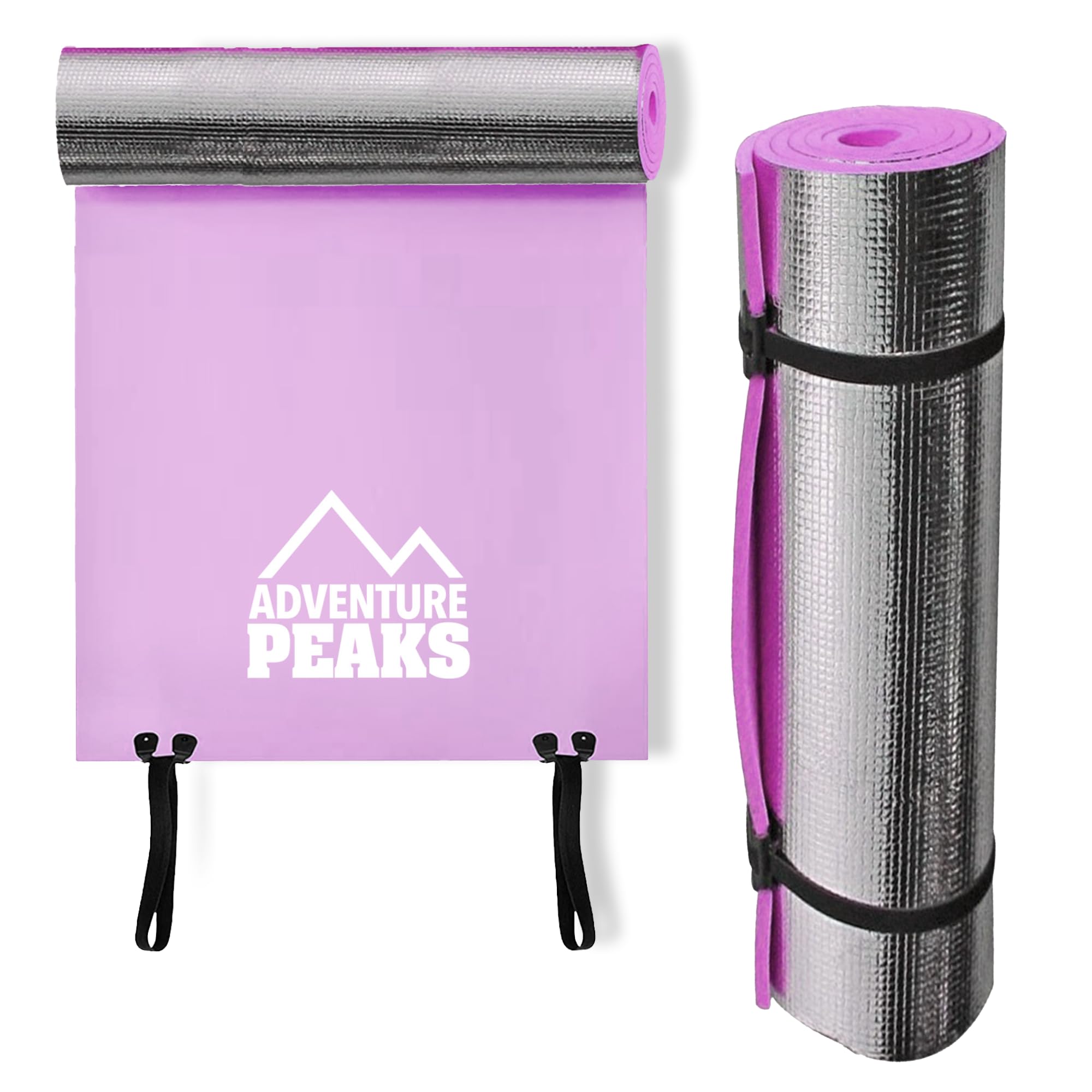 ADVENTURE PEAKS Camping Mat Waterproof EVA Mats Yoga Exercise Mat Extra Thick 0.6 CM Lightweight Foam Camping Mats with Elastic Straps Ideal for Exercise, Camping & Travelling (Pink)