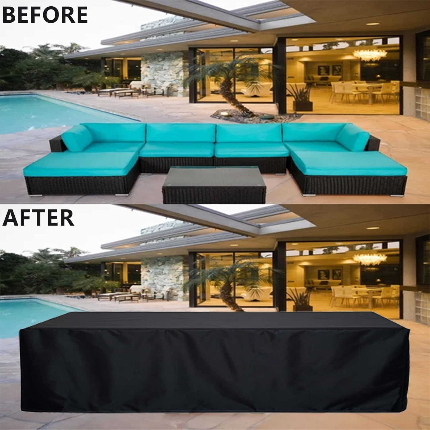 Square Table Cover Garden Furniture Covers 52x52x30in, Waterproof Protective Outdoor Garden Cover for Furniture Rectangular Table Cover, Outdoor Furniture Covers Waterproof, Patio Table Cover
