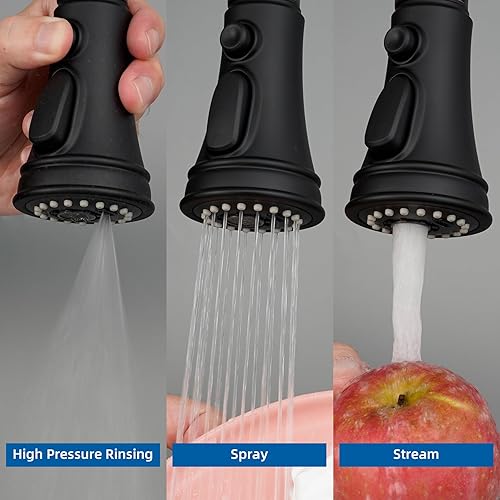 Vista 56 de Hibbent Reemplazo de cabezal de grifo de cocina extraíble, boquilla de cabezal rociador de cabezal de grifo de fregadero de cocina de 3 funciones