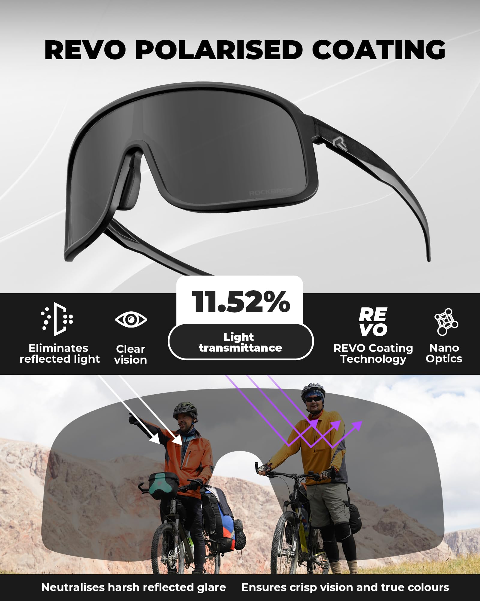 ROCKBROS Occhiali Polarizzati UV400 TR90 Ultraleggeri + Kit Attrezzi 16 in 1 Pieghevole – Set Protezione e Riparazione per Bici, Corsa e Sport Outdoor, Uomo Donna
