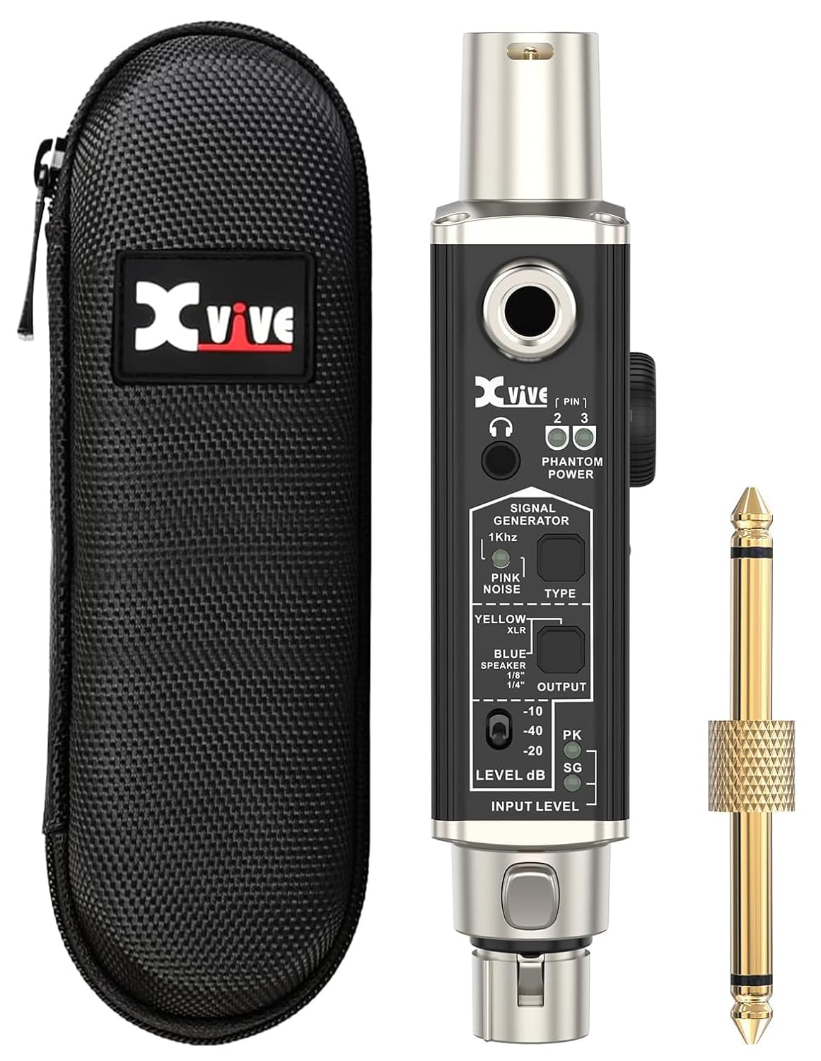 Xvive at-1 Portable Audio Tester with Signal Generator and Phantom Power Checker – Rechargeable, Compact Tool for PA Systems, Cables, Pedals, Mixers, and IEMs