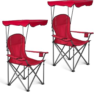 ALPHA CAMP Heavy Duty Canopy Camping Chairs with Adjustable Sunshade | Heavy duty 400 LBS, Steel Frame, Sturdy, Ergonomic,600D Oxford fabric ,Phone holder Cup holder,Carry Bag,Easy to set up