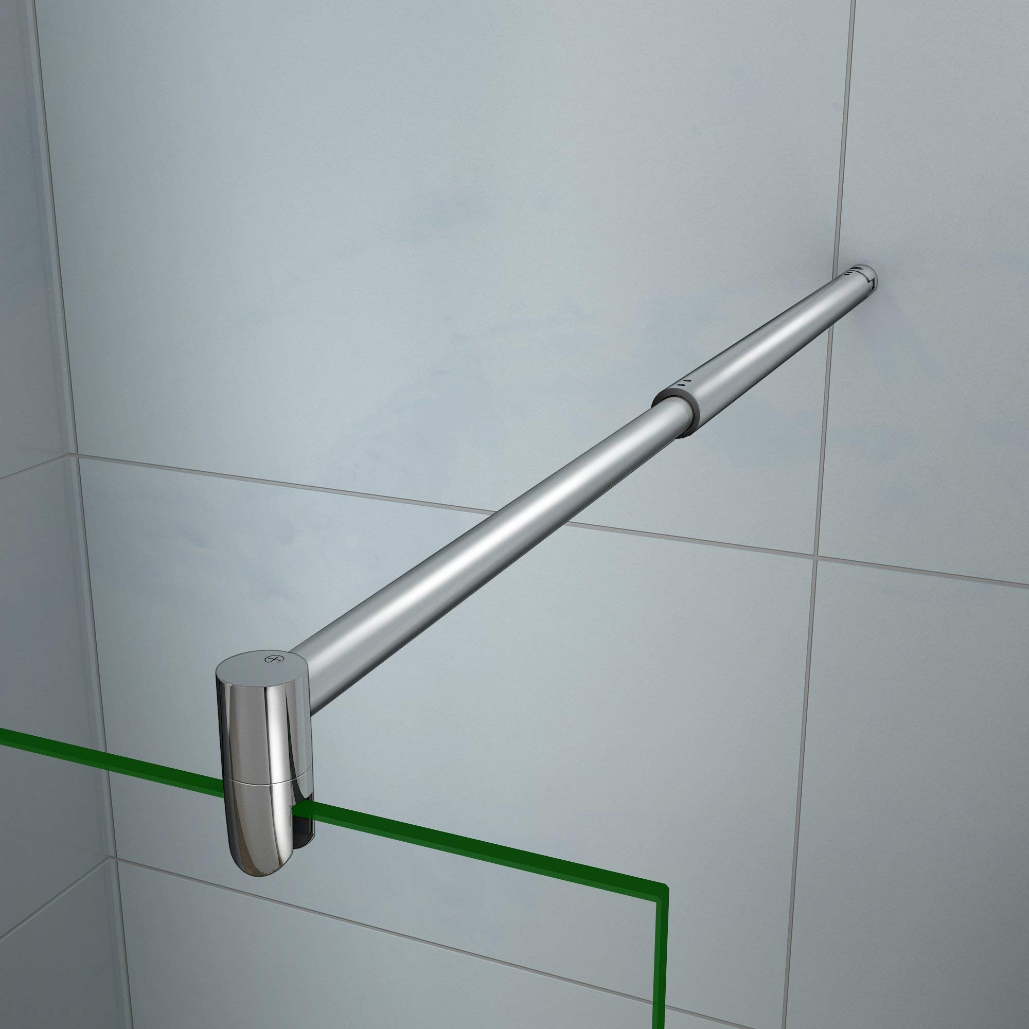 Parete Doccia Walk In Vetro Temperato Trasparente Anticalcare 8 mm Con Barra Stabilizzatrice regolabile da 70-120cm misura 80x200cm