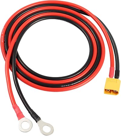 XT60 to O Ring Terminal Cable,XT60 Male to O Ring Connector Cable,with 1M 12AWG Silicon Wire,for RC Lipo Battery FPV Racing Drone(1M/3.3FT)