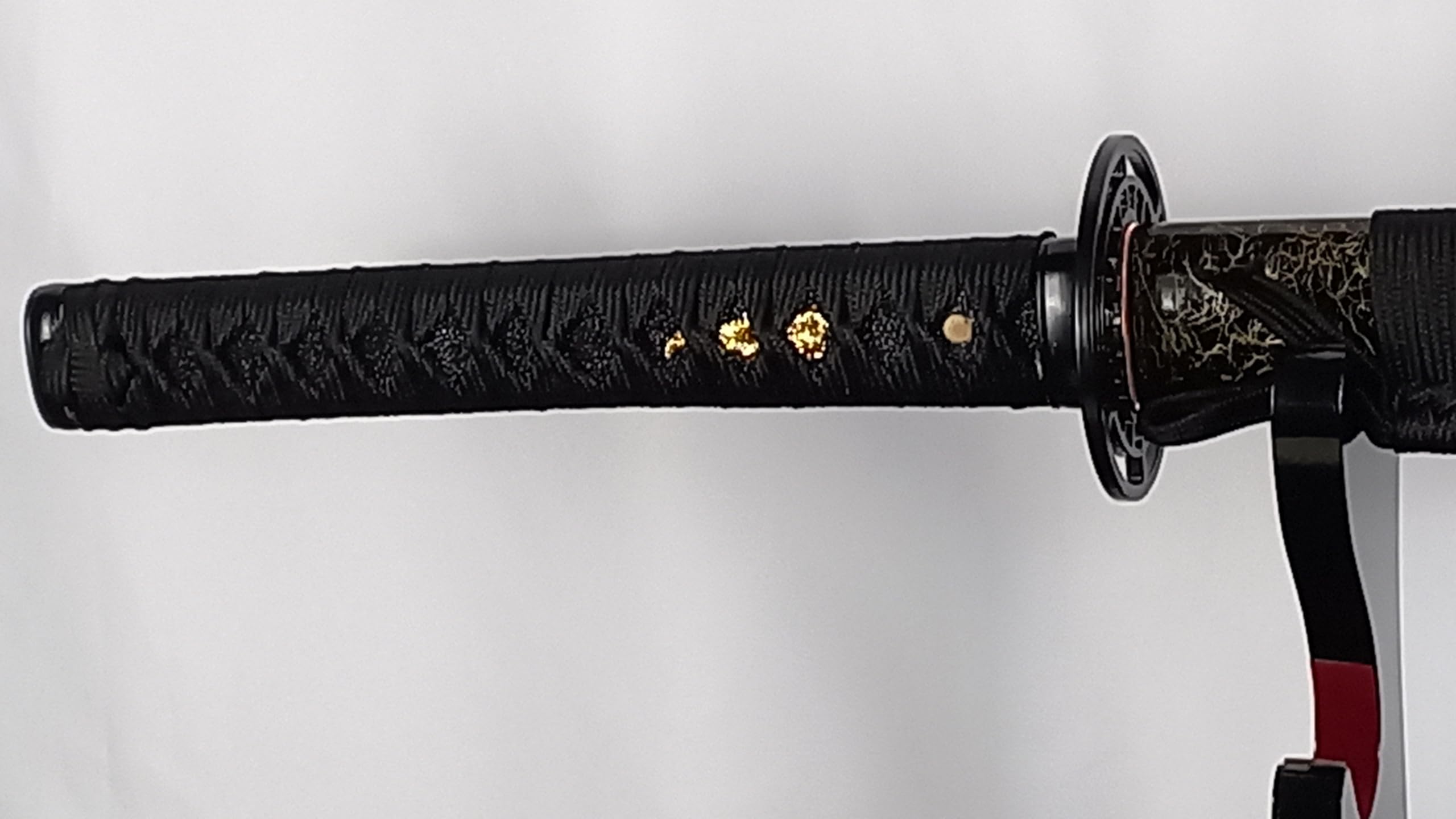 Generisch Osaka Katana Samurai Schwert - scharf, echt & handgeschmiedet - gefaltetes Katana Schwert ohne Ständer - echter Japanischer Kohlenstoffstahl - Schwarz (Black) Deko Katanas