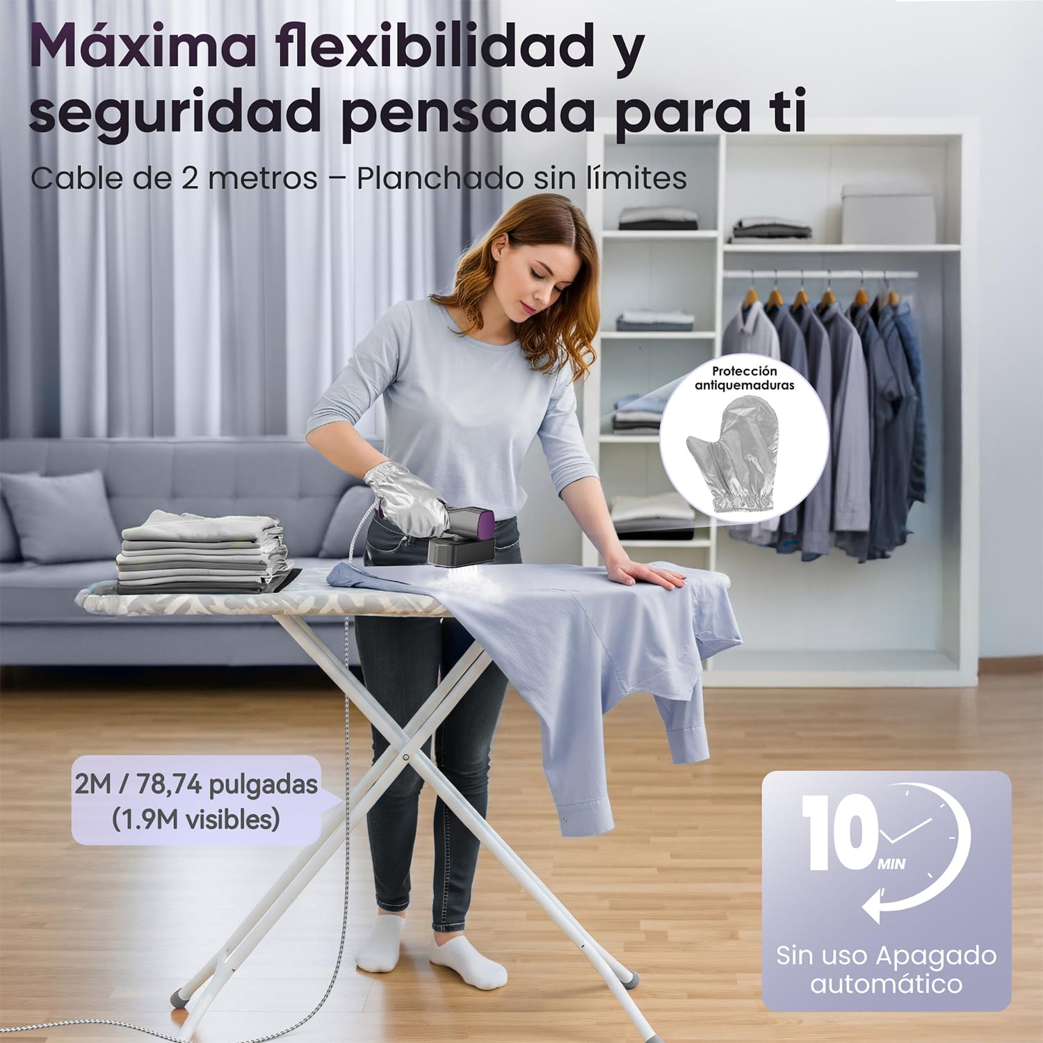 VIWAVE Plancha Vertical Vapor 1200 W, Voltaje Dual 100-240 V, Calentamiento Rápido 15 s, Plancha Ropa 2 en 1, 4 Modos, Pantalla LED, Ferro Vapor Vertical Portátil para Viajes de Negocios y Hogar