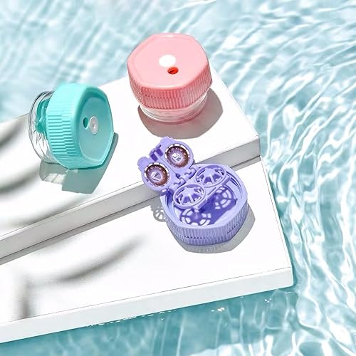 Miniatura 8 de 4 piezas manualmente limpiador de lentes de contacto Estuche de lentes de contacto Rotación portátil Contenedor de limpieza de lentes de contacto