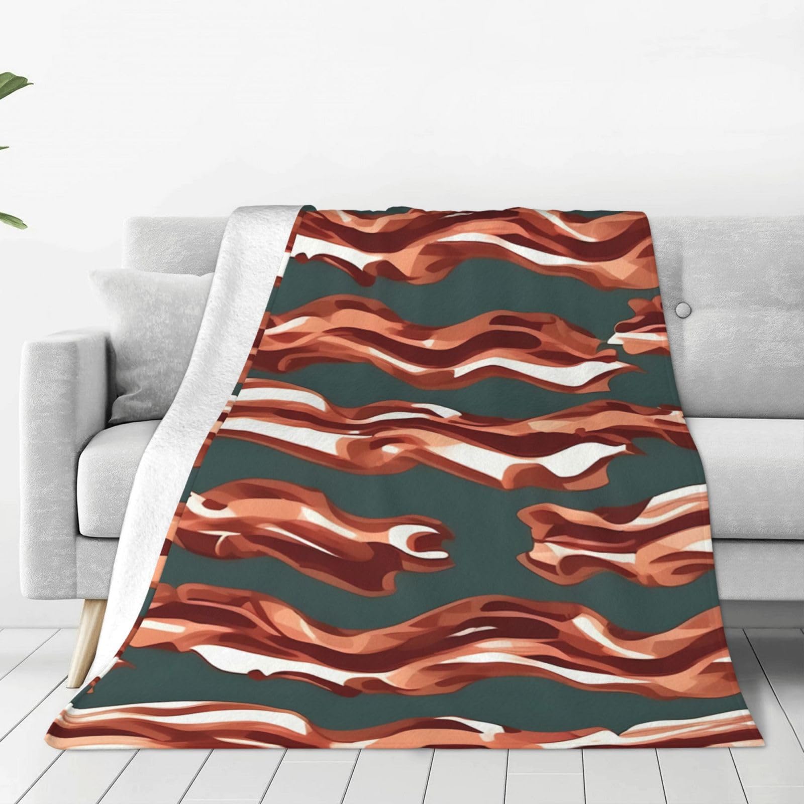 Couverture polaire douce chaude bacon plaid flanelle léger lit canapé jeté de lit