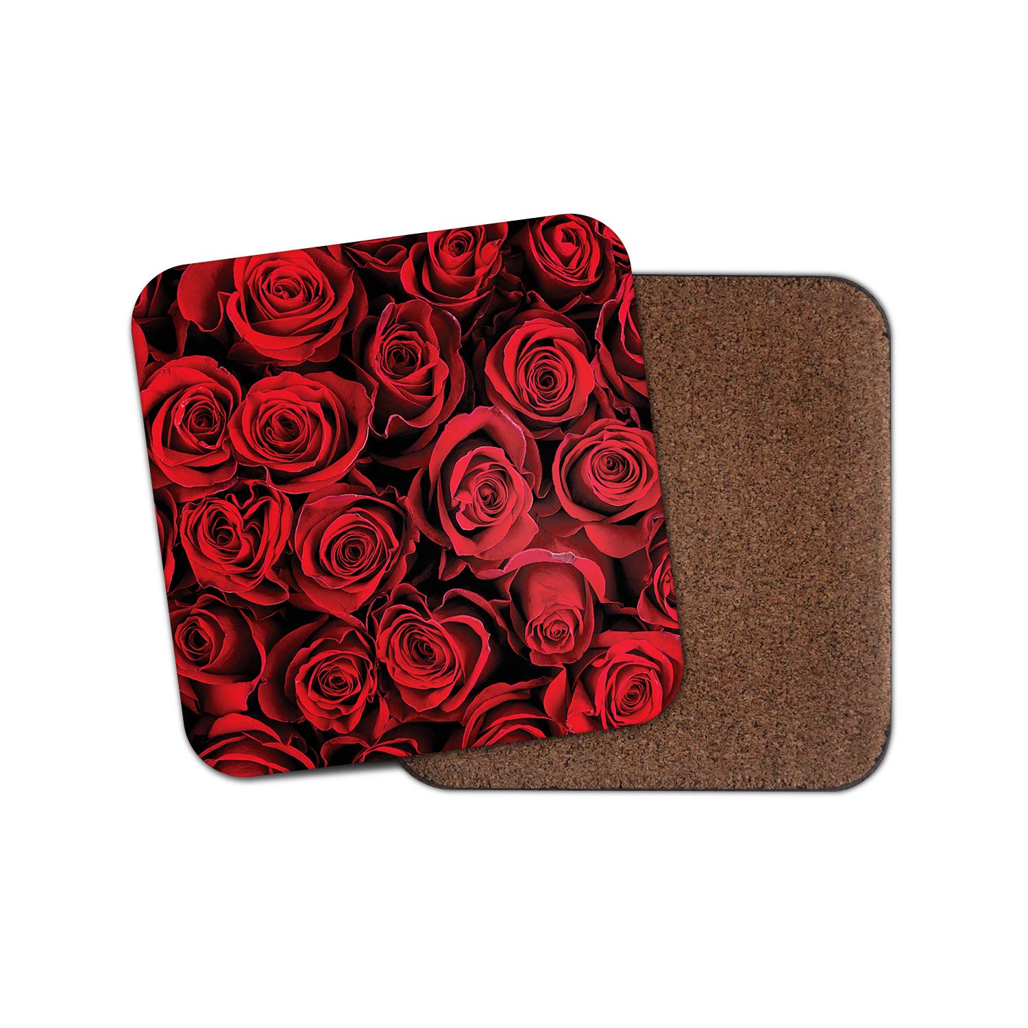 1 x Red Roses Coaster - Girlfriend Fiance Wife Valentines Flowers Floral #16895