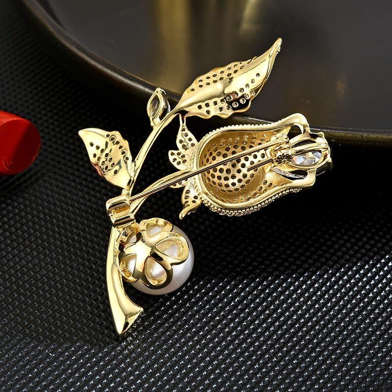Image of Fashion Flower Brooches for Women Rhinestone Flower Brooches Pins 18k Gold Plated Lapel Pins Jewelry for Girlfriend Wife