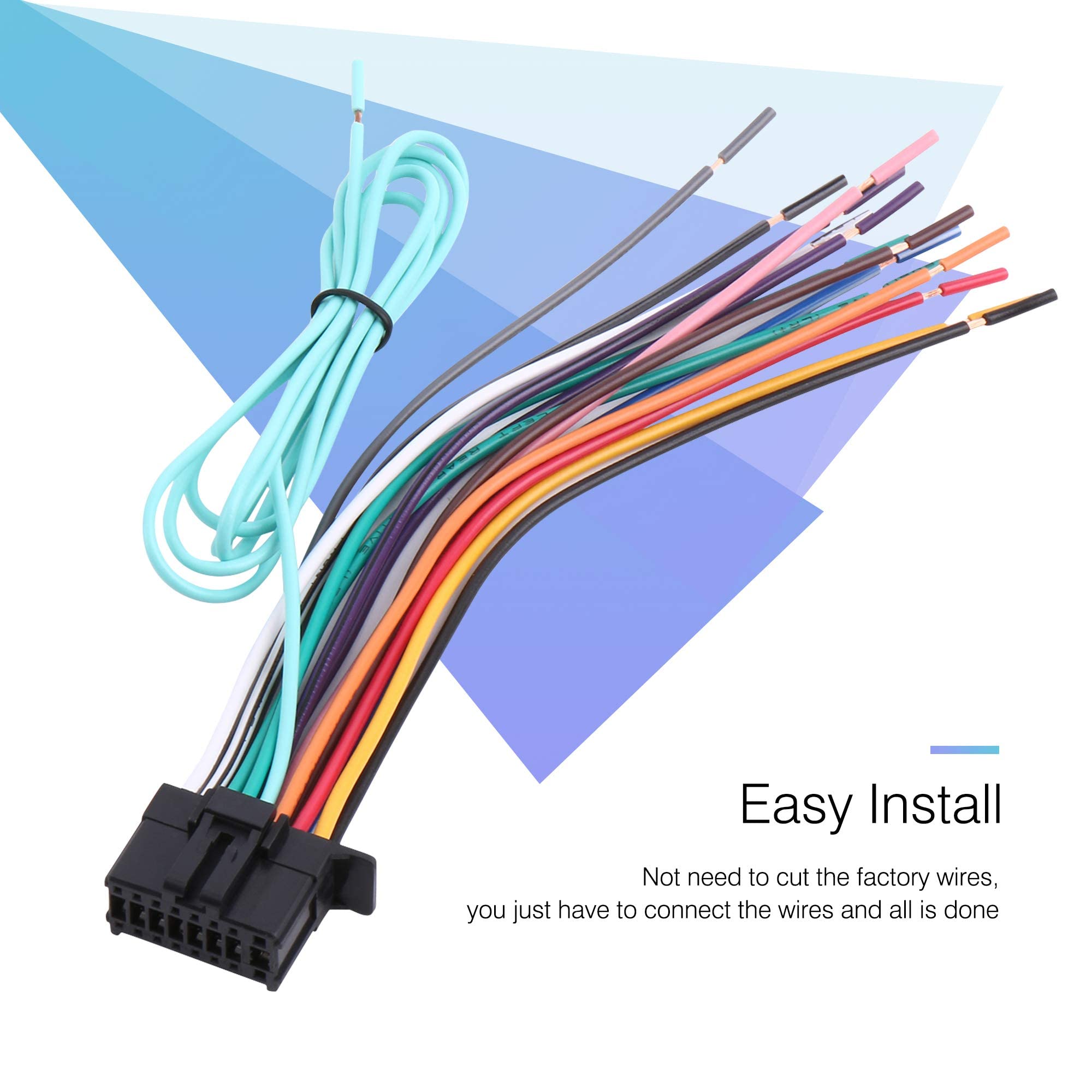 RDBS Arnés de cables estéreo de coche de 16 pines para Pioneer/Premier Aftermarket DVD Nav Radio compatible con DEH-X5700HD, DEH-X6700BT, DEH-X4700BT, DEH-X2700UI, AVH4100NEX, AVH4000NEX,