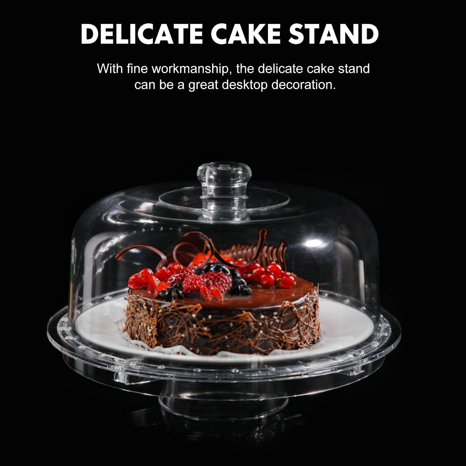 Transparenter Tortenhalter aus Acryl, Groß, 6-in-1, mit Deckel | Kuchenfuß und Servierplatte, Dessertständer für Tischdeko, Hochzeitsfeier