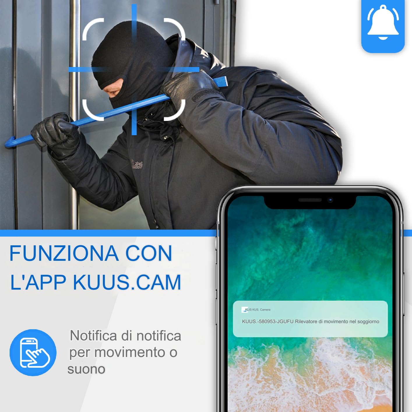 KUUS C2 Mini Telecamera Spia WiFi 3,2cm Full HD 1080P App, Telecamera Nascosta Microcamera Spia, Mini Telecamera Spia Nascosta, Visione Notturna, SD 32 GB, ONVIF Class U3 ISO Discreta Anonimo Pack