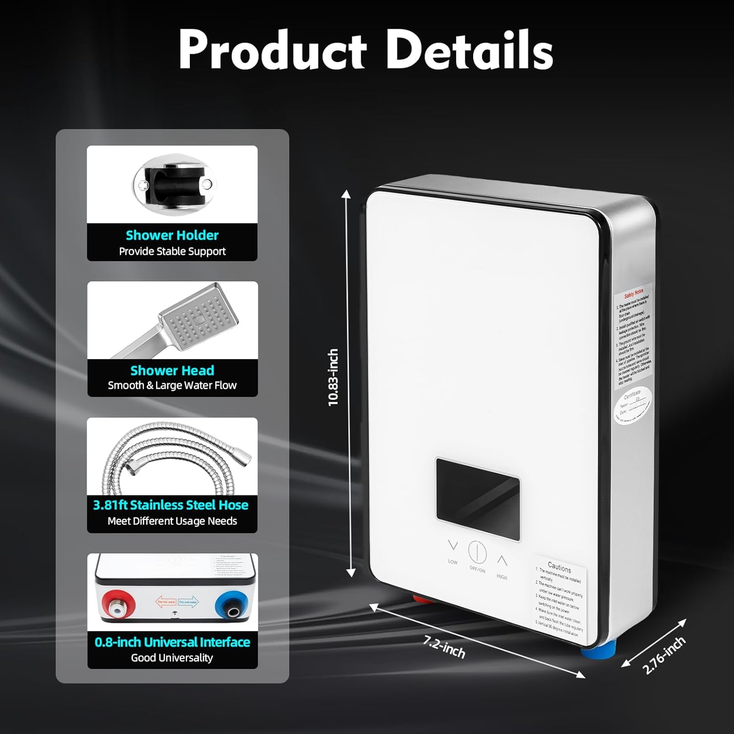 Tankless Electric Hot Water Heater,4500W 110V Instant Water Heater On Demand Bath Shower with LED Screen Display for Bathroom, Bathtub, RV, Whole House, Shower, Sink Small,w/Overheating Protection