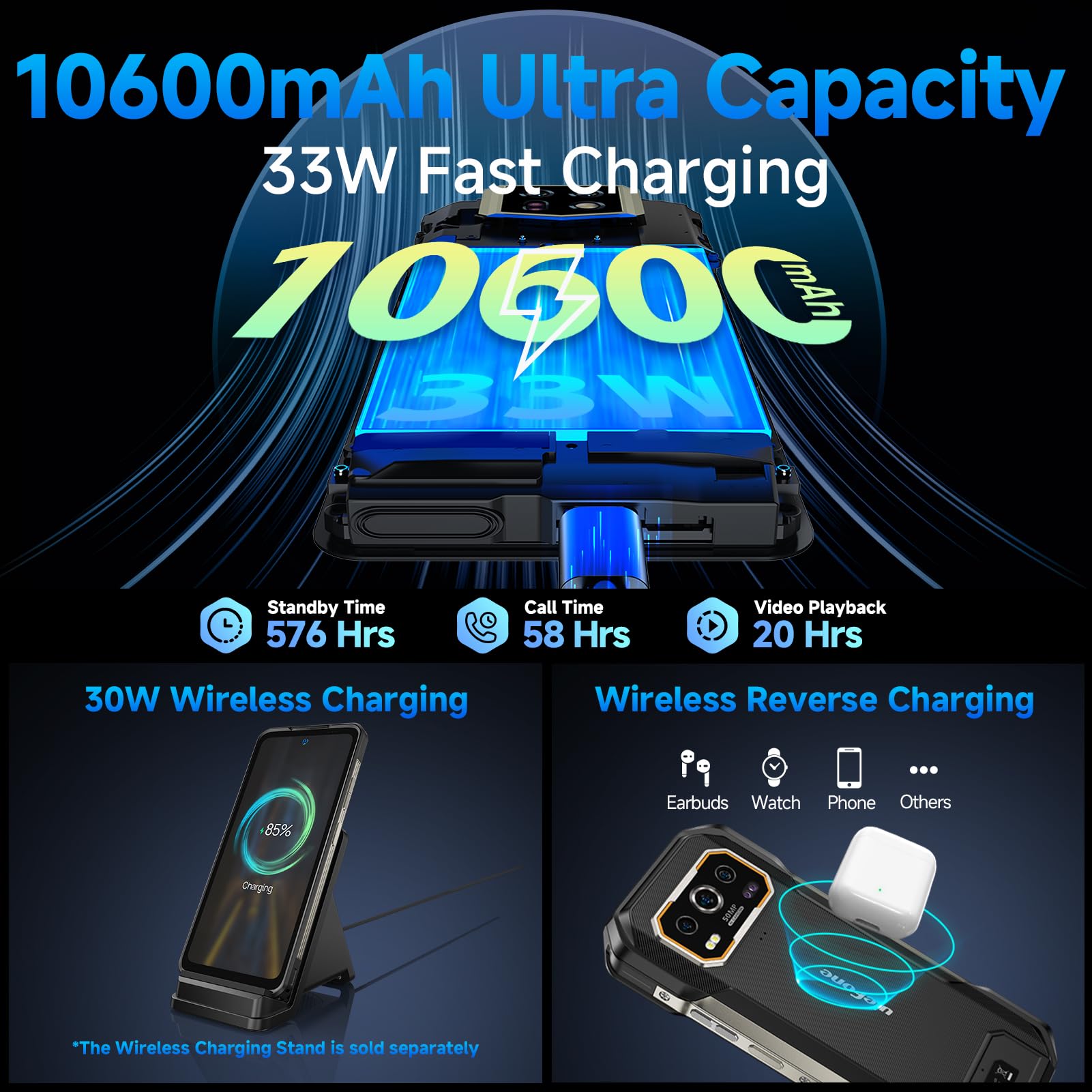 Ulefone Armor 27 Pro 5G Téléphone Portable Incassable, 6,78" FHD+ 120 Hz, Android 14, 24Go+256Go, 64MP Caméra Vision Nocturne, 10600mAh Smartphone Incassable 5G-WiFi/GPS/NFC/OTG
