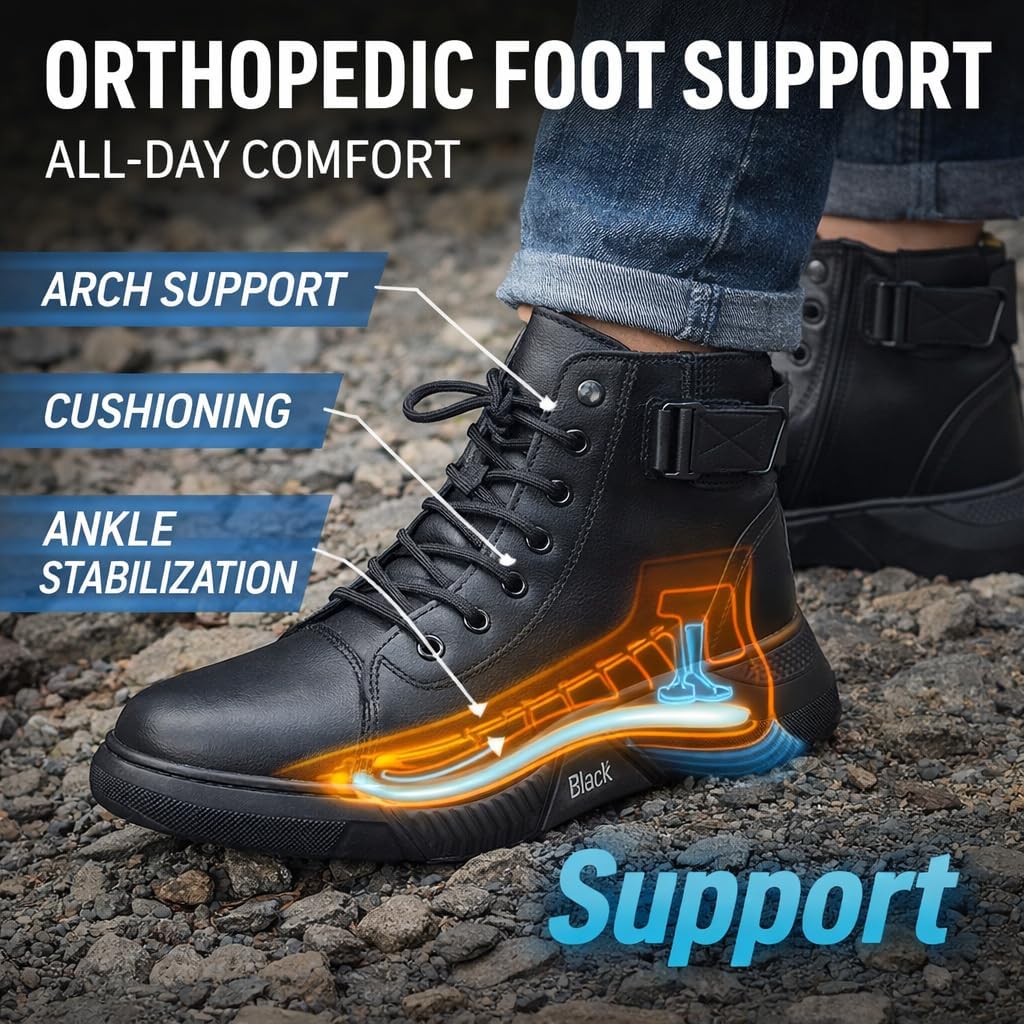 Genuine Leather Orthopedic Boots, Genuine Leather Orthopedic Walking Boots, Waterproof & Non-Slip, with Cushioned Insoles - Image 5
