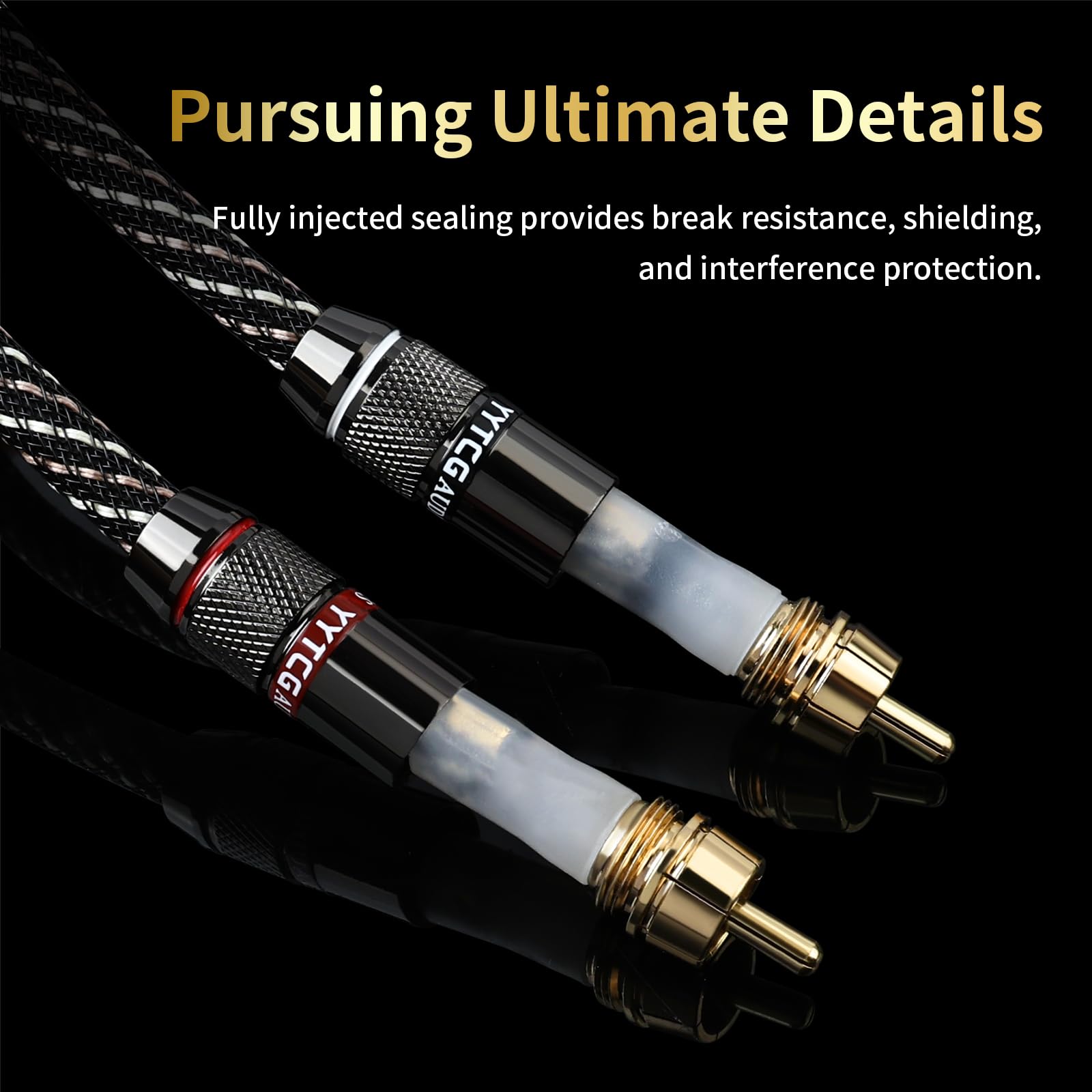 Audiophile - Cavo audio HiFi da 3,5 mm a 2 RCA maschio, nucleo OFC 4N, connettori placcati oro 24 K, con treccia in nylon, coassiale, compatibile con smartphone, laptop, lettore MP3