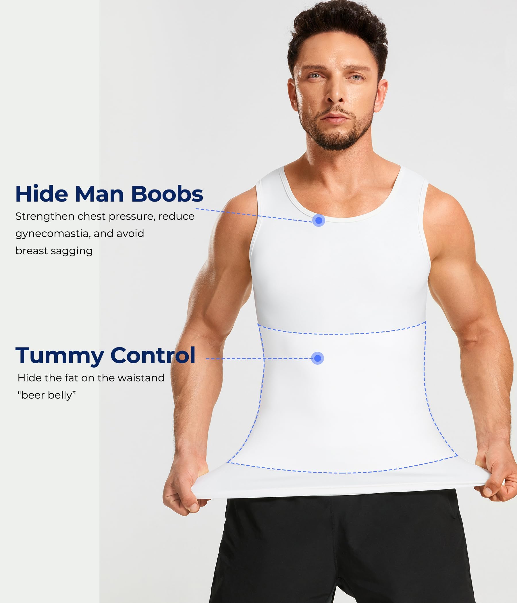 Nebility Débardeur Homme Lot de 2 Maillot de Corps Amincissant Gaine Ventre Plat T Shirt Minceur Gilet de Compression Gainant Body Shaper