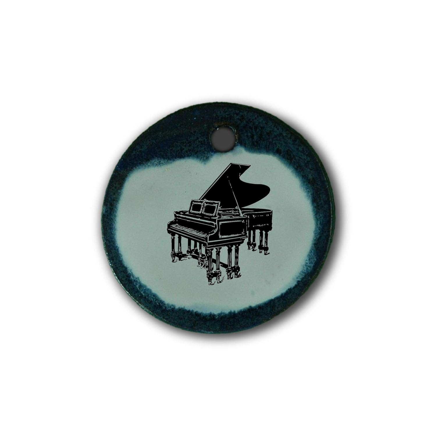 Muy bonito colgante de cerámica „El piano“ jaspeado en azul; : Amazon