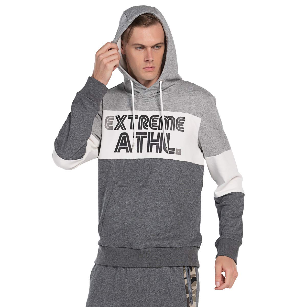 Extreme Pop Hombre Sudadera con Capucha de Color Block Sudaderas Jersey con Estampado Digital UK Brand