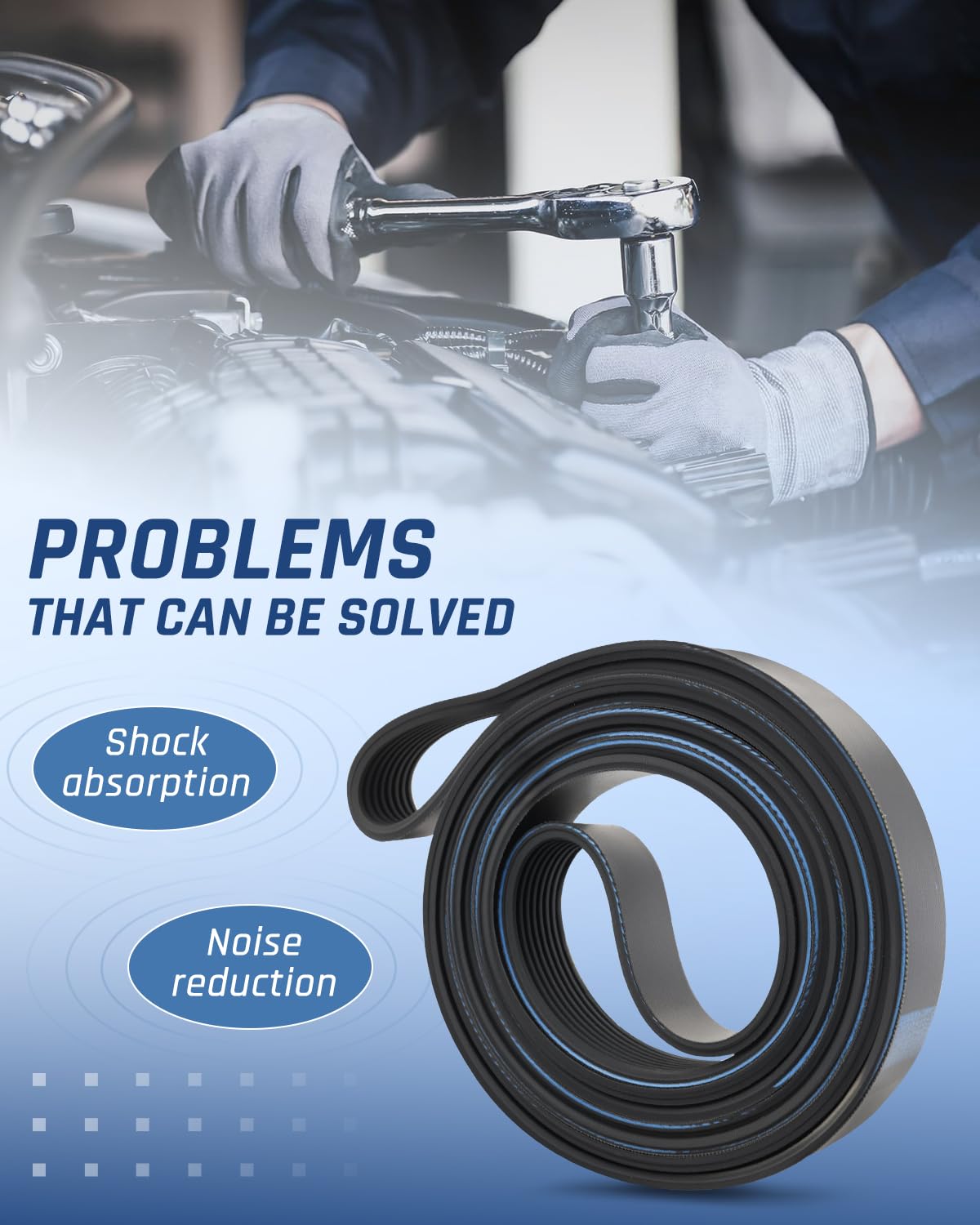 Serpentine Belt K081223 Fit for Ford F-250 F-350 F-450 F-550 Super Duty 1999-2003, for F-650 F-750 2000-2003, for E-550 Econoline Super Duty 2002, for Excursion, V8 7.3L Replace 8K1223