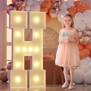 Marquee Light Up Letter Large: 4FT Sign H for Party Decoration Big Stand-up Letters Alphabet for Birthday Marry Me Proposal Bachelor Wedding Engagement Baby Shower Anniversary Graduation Decor