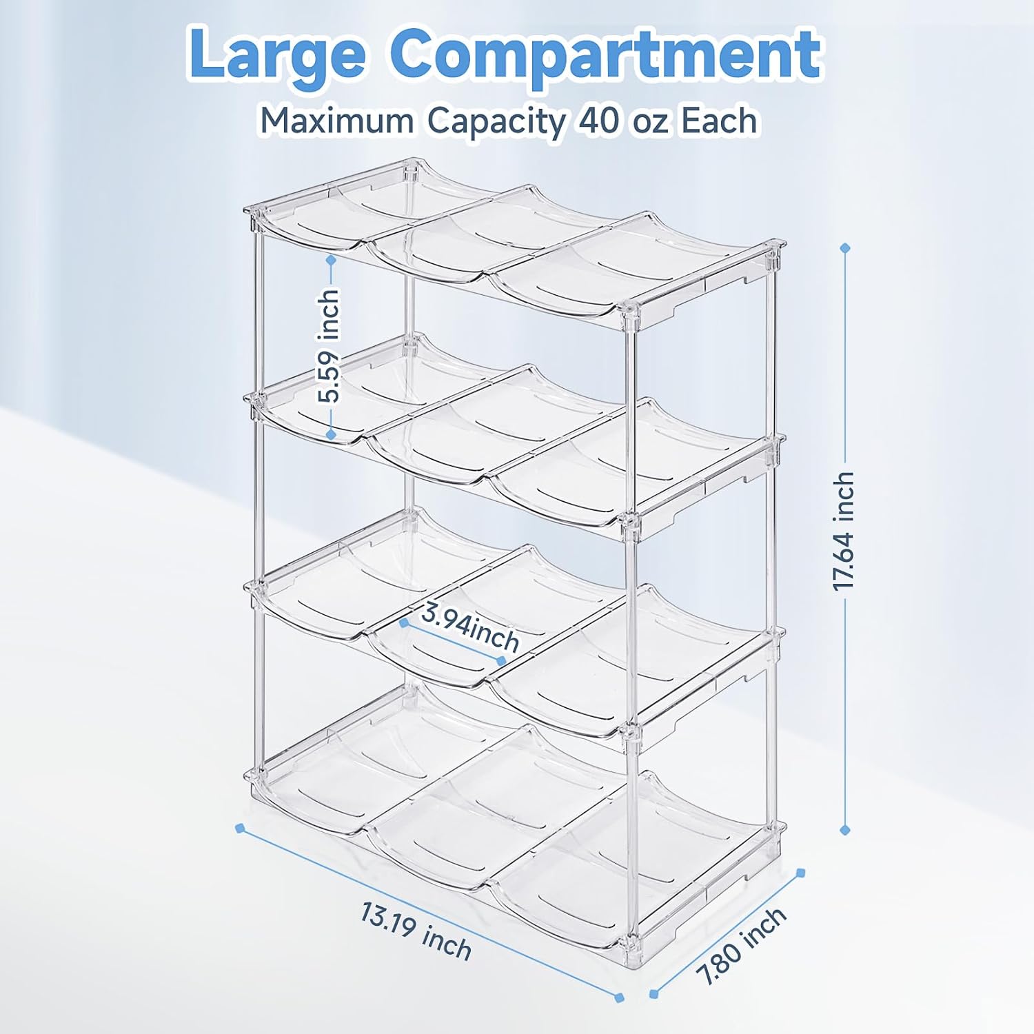 Stackable Water Bottle Organizer for Stanley 40 oz Tumbler, Water Bottle Holder for Cabinet, Pantry Kitchen Organizers and Storage for Stanley Cup Accessories, Tumbler Organizer and Wine Rack, 4Pack - Image 5