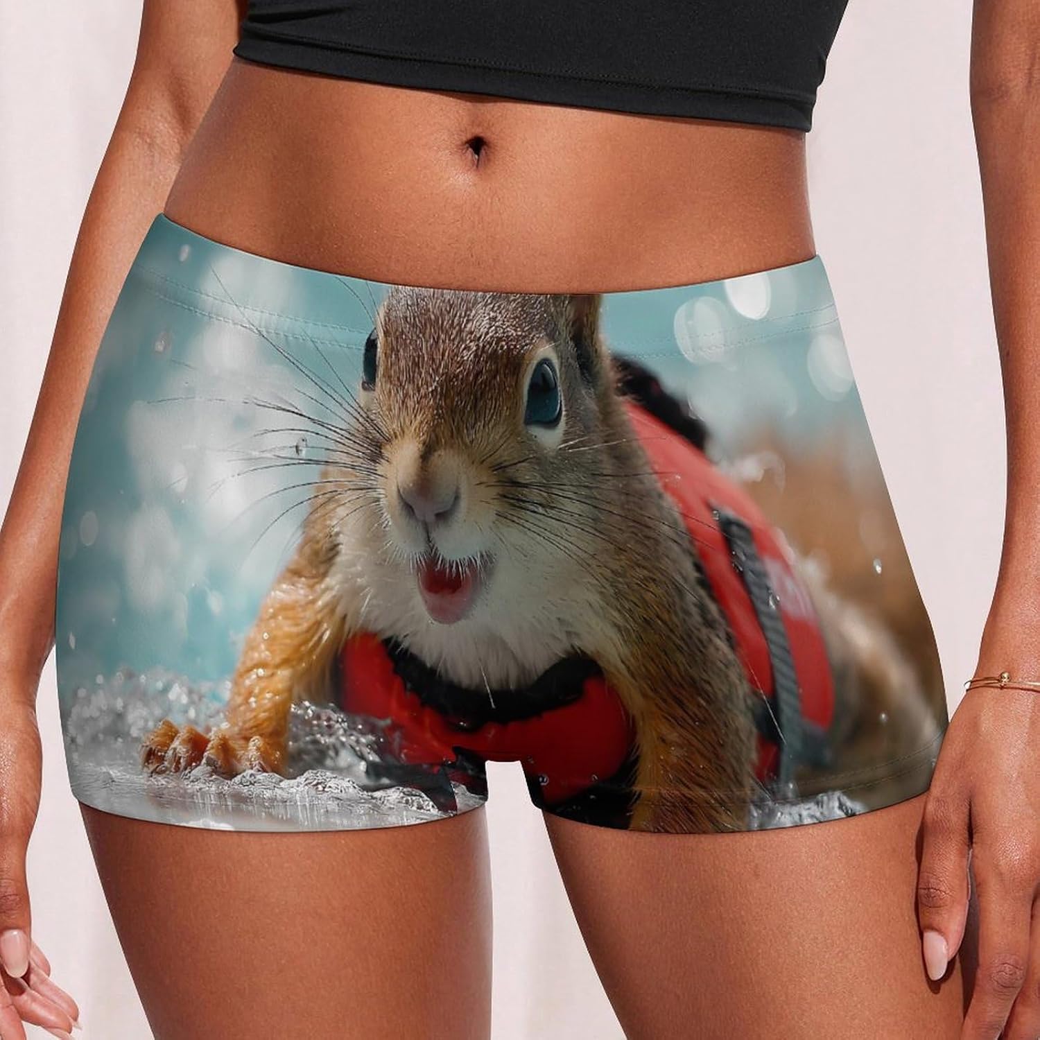Squirrel Surfing Funny Women's Boxer Briefs Breathable Underpants Trunks Stretch Underwear