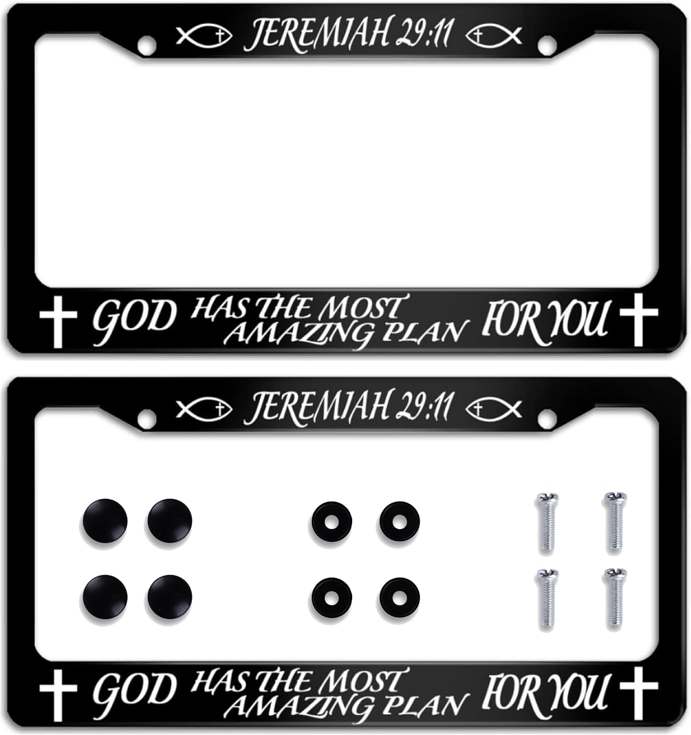 Personalized 2 Pack License Plate Frame Jeremiah 2911 God Has The Most Amazing Plan for You Stainless Steel License Plate Accessory Decorative 2 Holes and Screws Standard License Plates for Women Men