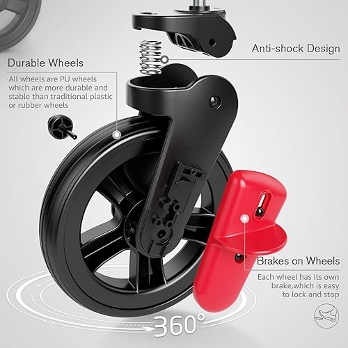 Miniatura 7 de EVER ADVANCED Carro ultracompacto para 2 niños, cochecito plegable de viaje con toldo extraíble, asas y arneses ajustables, color gris