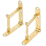 Brass Plated Drop Front Desk Hinge | Pack of 2 | 180 Degree Opening | Slant Top Desk Lid Hinges | UA-250-HPB