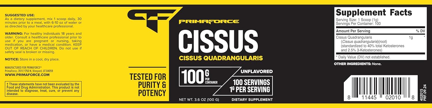 PrimaForce Cissus Quadrangularis Extract, Unflavored Powder, 100 Grams - Image 5