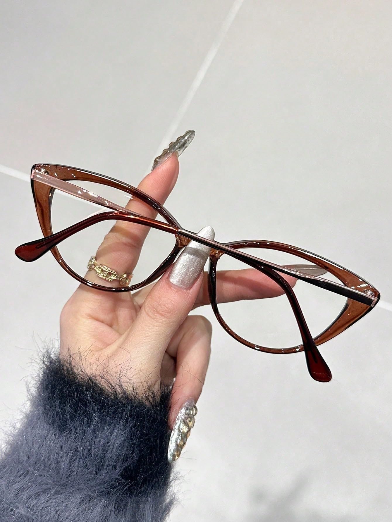 1/2/3 gafas transparentes de plástico con diseño de ojo de gato, marco completo, moderno, simple, para mujer, para la vida cotidiana, regalo de vacaciones adecuado — view 3